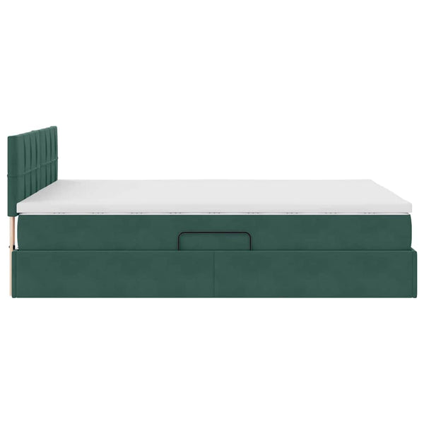 vidaXL Lit de rangement avec LED vert foncé 140 x 190 cm Velours