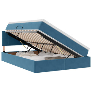 vidaXL Lit de rangement avec LED bleu foncé 140 x 190 cm Velours