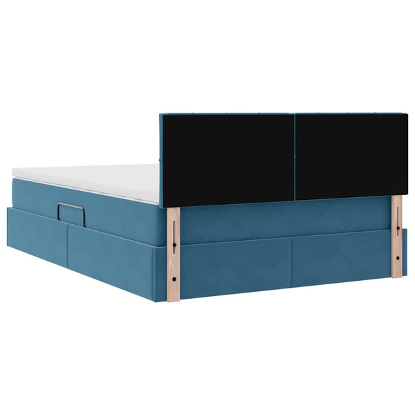 vidaXL Lit de rangement avec LED bleu foncé 140 x 190 cm Velours