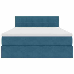vidaXL Lit de rangement avec LED bleu foncé 140 x 190 cm Velours