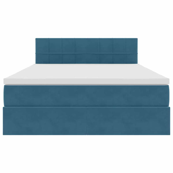 vidaXL Lit de rangement avec LED bleu foncé 140 x 190 cm Velours