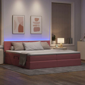 Bett mit Stauraum LED Rosa 200x200 cm