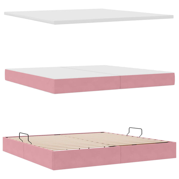 Bett mit Stauraum LED Rosa 200x200 cm