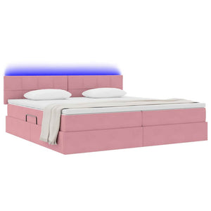 Bett mit Stauraum LED Rosa 200x200 cm