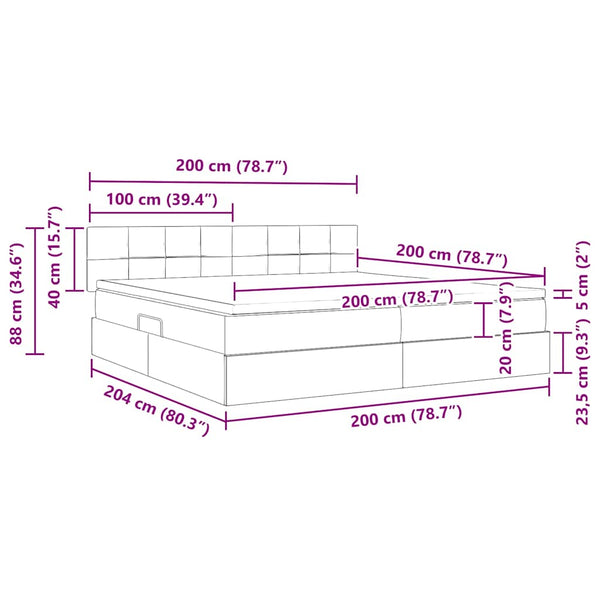 Bett mit Stauraum LED Rosa 200x200 cm