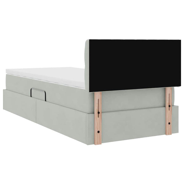 vidaXL Lit de rangement avec LED Gris clair 90 x 190 cm Velours
