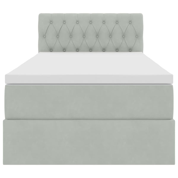 vidaXL Lit de rangement avec LED Gris clair 90 x 190 cm Velours
