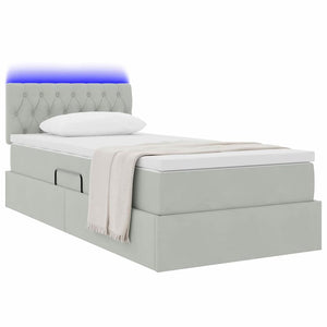 vidaXL Lit de rangement avec LED Gris clair 90 x 190 cm Velours