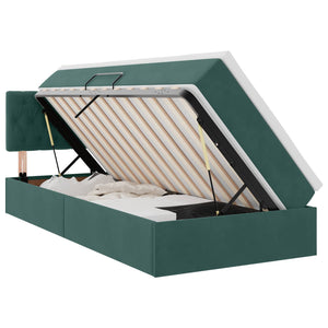 Bett mit Stauraum LED Dunkelgrün 90x200 cm Samt