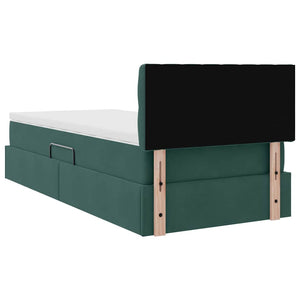 Bett mit Stauraum LED Dunkelgrün 90x200 cm Samt