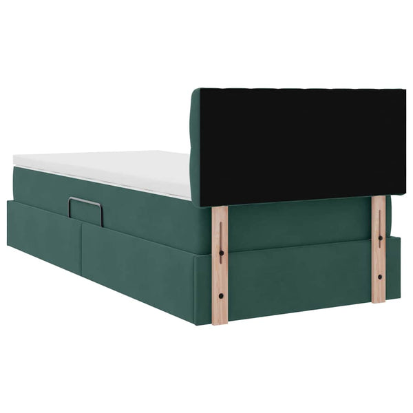 Bett mit Stauraum LED Dunkelgrün 90x200 cm Samt