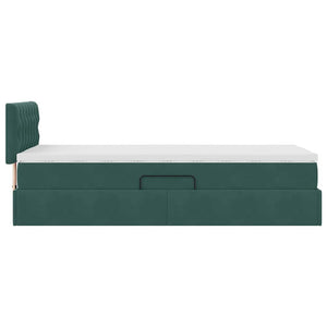 Bett mit Stauraum LED Dunkelgrün 90x200 cm Samt
