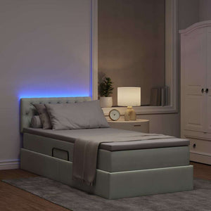 Bett mit Stauraum und LED Hellgrau 100x200 cm