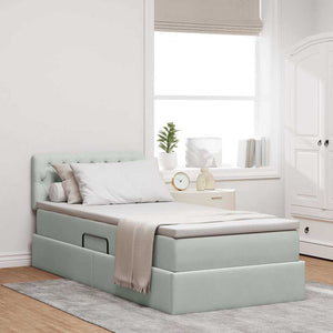 Bett mit Stauraum und LED Hellgrau 100x200 cm