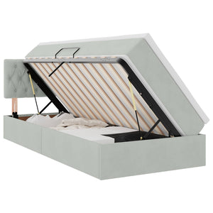 Bett mit Stauraum und LED Hellgrau 100x200 cm