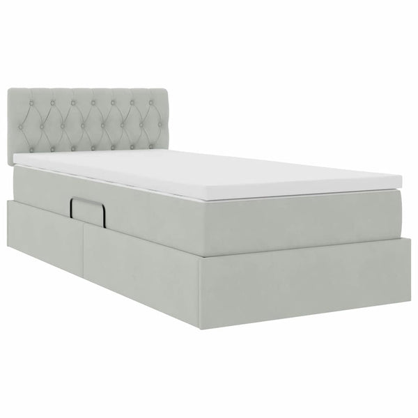 Bett mit Stauraum und LED Hellgrau 100x200 cm