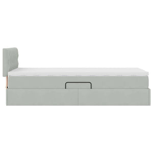 Bett mit Stauraum und LED Hellgrau 100x200 cm