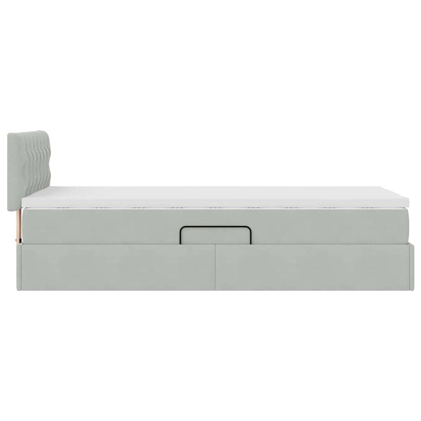 Bett mit Stauraum und LED Hellgrau 100x200 cm