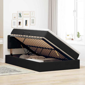 Bett mit Stauraum LED Schwarz 120x200 cm Samt