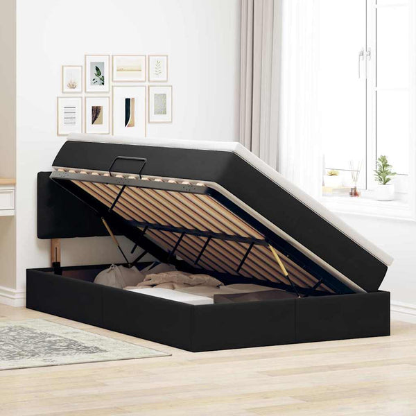 Bett mit Stauraum LED Schwarz 120x200 cm Samt