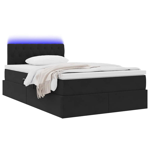 Bett mit Stauraum LED Schwarz 120x200 cm Samt