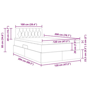 Bett mit Stauraum LED Schwarz 120x200 cm Samt