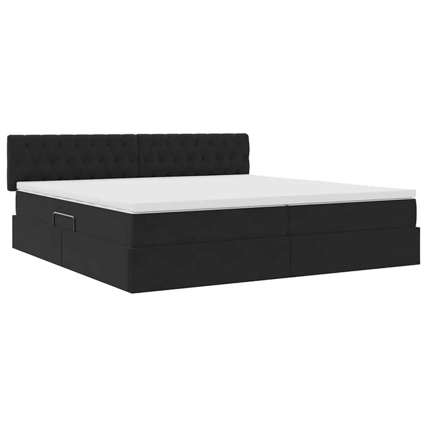 Bett mit Stauraum LED Schwarz 200x200 cm Samt