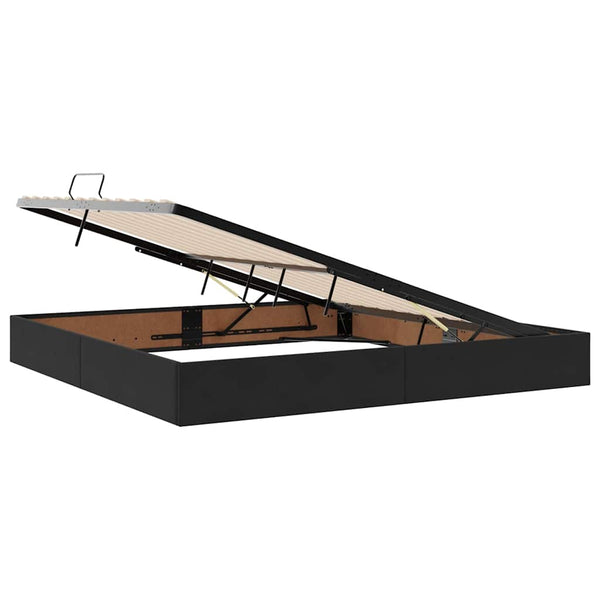 Bett mit Stauraum LED Schwarz 200x200 cm Samt