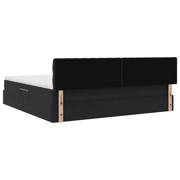 Bett mit Stauraum LED Schwarz 200x200 cm Samt