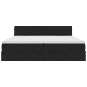 Bett mit Stauraum LED Schwarz 200x200 cm Samt