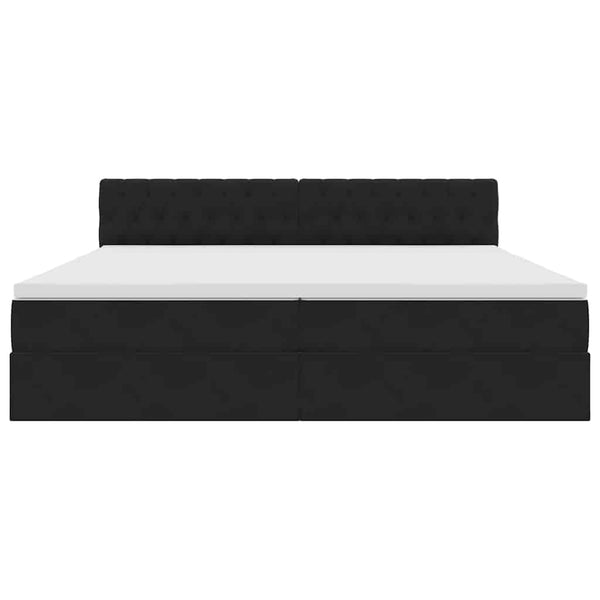 Bett mit Stauraum LED Schwarz 200x200 cm Samt