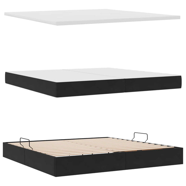 Bett mit Stauraum LED Schwarz 200x200 cm Samt