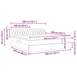 Bett mit Stauraum LED Schwarz 200x200 cm Samt
