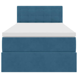 Bett mit Stauraum & LED Dunkelblau Samt 90x200 cm
