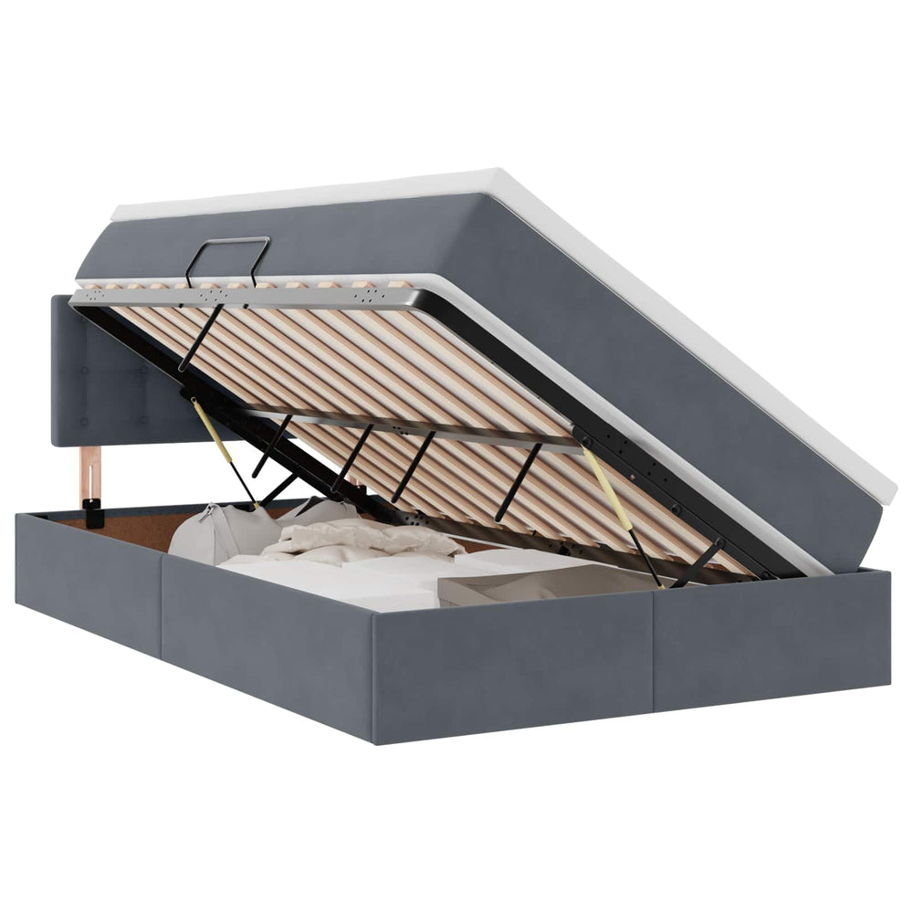 Bett mit Stauraum & LED Dunkelgrau 120x190 cm