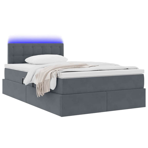 Bett mit Stauraum & LED Dunkelgrau 120x190 cm