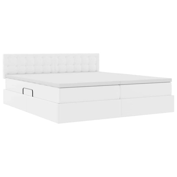 Bett mit Stauraum & LED Reinweiß 200x200 cm