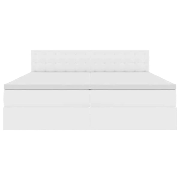 Bett mit Stauraum & LED Reinweiß 200x200 cm