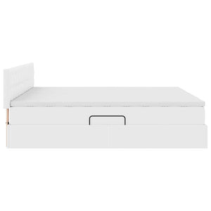 Bett mit Stauraum & LED Reinweiß 200x200 cm