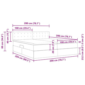 Bett mit Stauraum & LED Reinweiß 200x200 cm