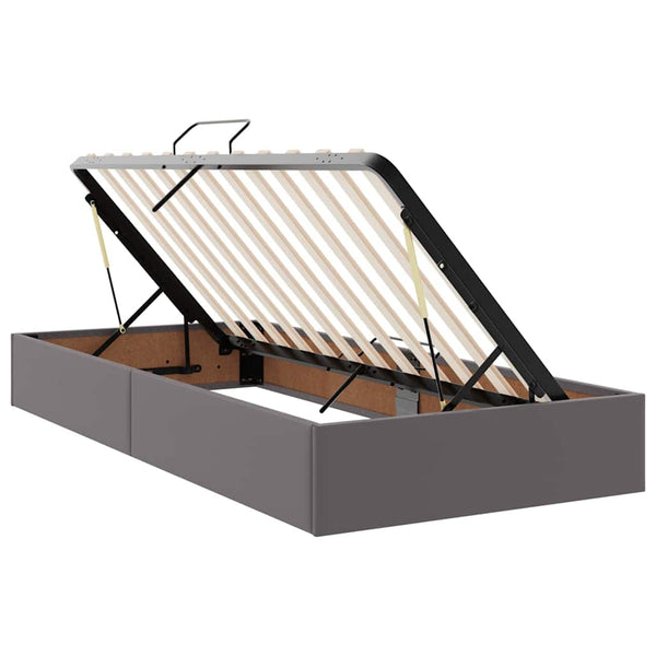 Graues Kunstleder Bett mit Stauraum & LED 200x200