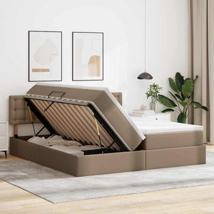 Bett mit Stauraum & LED Cappuccino 200x200 cm