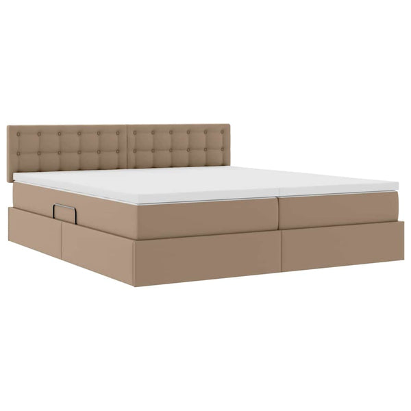 Bett mit Stauraum & LED Cappuccino 200x200 cm
