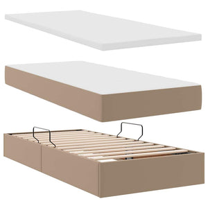 Bett mit Stauraum & LED Cappuccino 200x200 cm