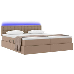 Bett mit Stauraum & LED Cappuccino 200x200 cm