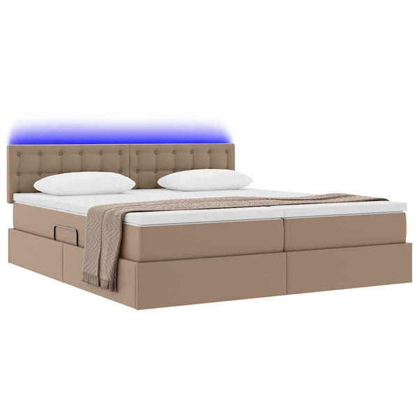 Bett mit Stauraum & LED Cappuccino 200x200 cm