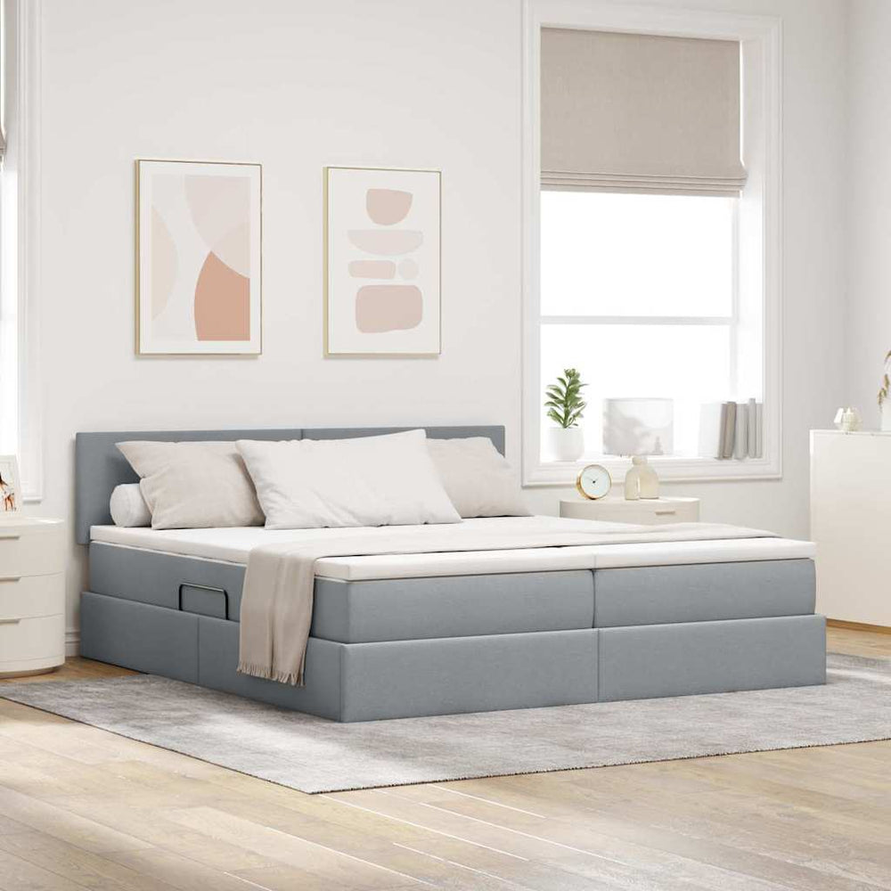 Bett mit LED-Licht Hellgrau 180x200 cm