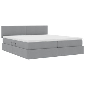 Bett mit LED-Licht Hellgrau 180x200 cm