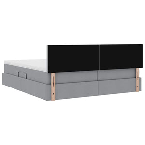 Bett mit LED-Licht Hellgrau 180x200 cm