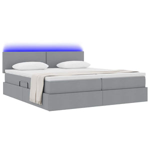 Bett mit LED-Licht Hellgrau 180x200 cm